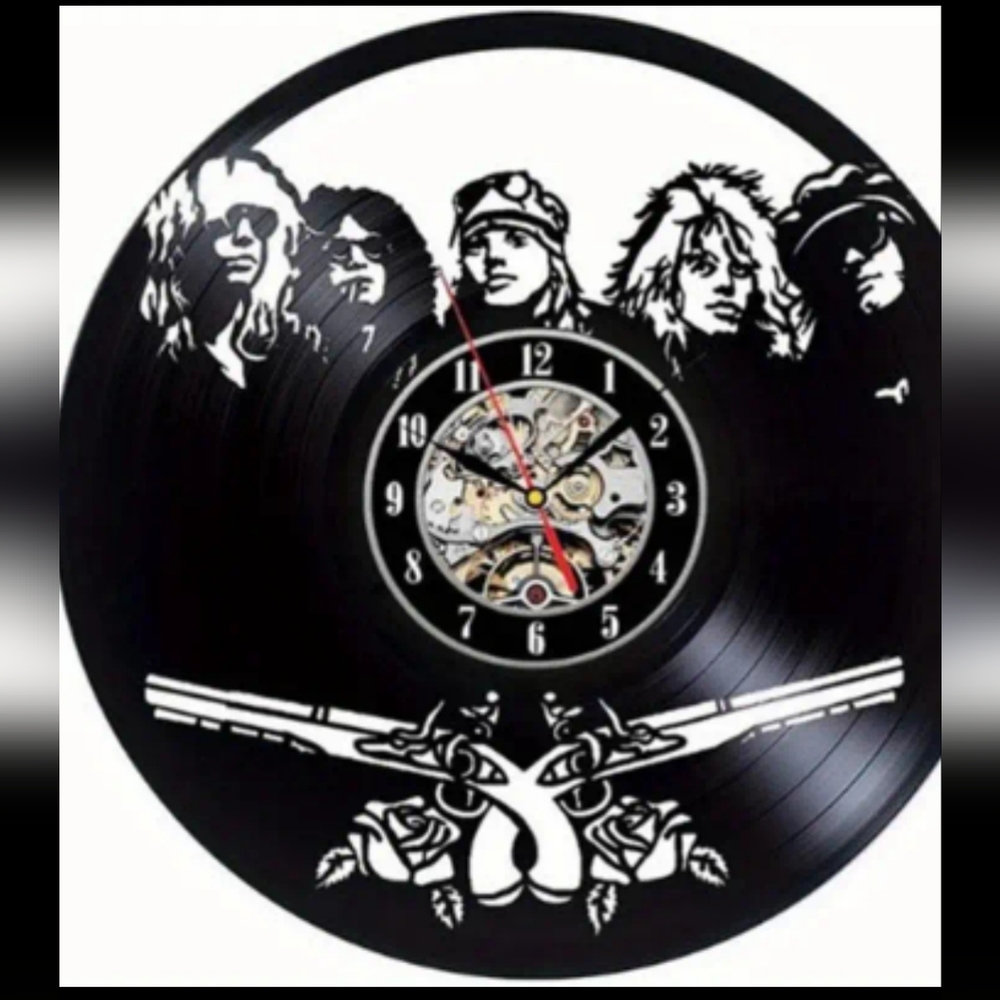 Vinyl classic rock vintage cut out clock